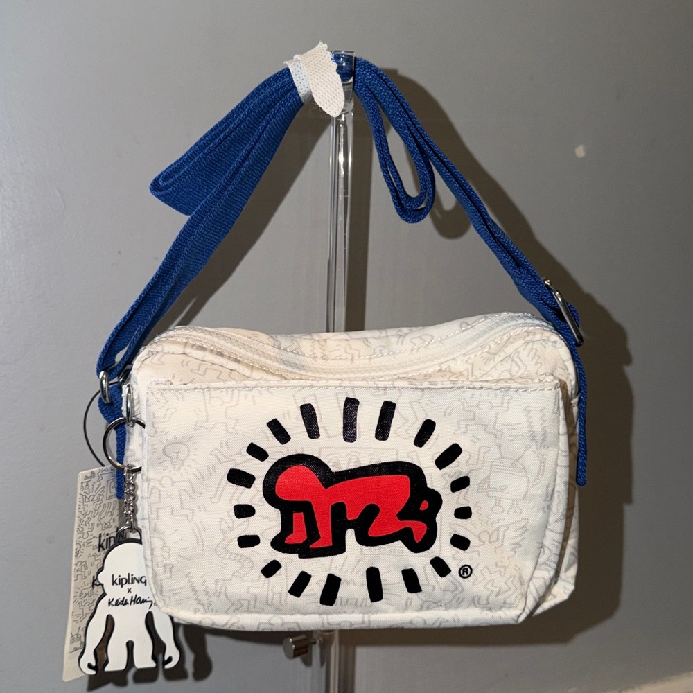Kipling Abanu Medium Keith Haring Crossbody Bag Zipper Pouch Adjustable Strap